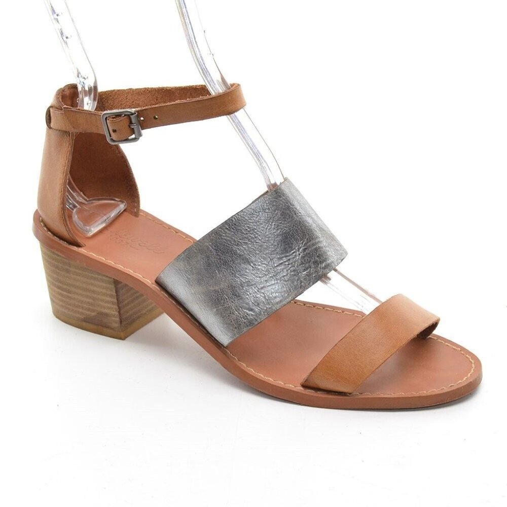 Madewell Warren Gray Leather Ankle Strap Sandals 7.5 M